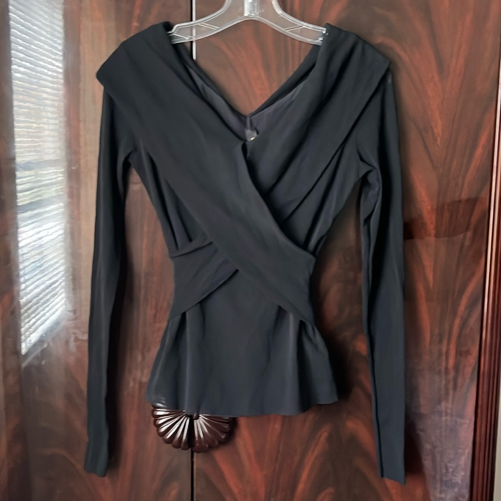Elana Kattan Black Mesh Long Sleeve Top